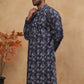 Cotton Blend Printed & Embroidered Kurta ( ANMKO 308Navy )