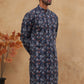 Cotton Blend Printed & Embroidered Kurta ( ANMKO 308Navy )