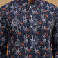 Cotton Blend Printed & Embroidered Kurta ( ANMKO 308Navy )