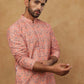 Cotton Blend Printed & Embroidered Kurta ( ANMKO 308Orange )