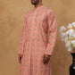 Cotton Blend Printed & Embroidered Kurta ( ANMKO 308Orange )