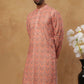 Cotton Blend Printed & Embroidered Kurta ( ANMKO 308Orange )