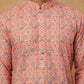 Cotton Blend Printed & Embroidered Kurta ( ANMKO 308Orange )