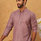 Cotton Blend Printed & Embroidered Kurta ( ANMKO 308Red )