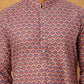 Cotton Blend Printed & Embroidered Kurta ( ANMKO 308Red )
