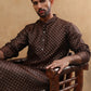 Men Silk Blend Printed Kurta ( ANMKO 309Brown )