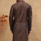 Men Silk Blend Printed Kurta ( ANMKO 309Brown )