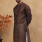 Men Silk Blend Printed Kurta ( ANMKO 309Brown )