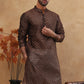 Men Silk Blend Printed Kurta ( ANMKO 309Brown )