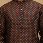Men Silk Blend Printed Kurta ( ANMKO 309Brown )