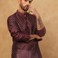 Men Silk Blend Printed Kurta ( ANMKO 309Maroon )
