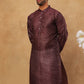 Men Silk Blend Printed Kurta ( ANMKO 309Maroon )