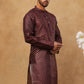 Men Silk Blend Printed Kurta ( ANMKO 309Maroon )