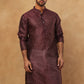 Men Silk Blend Printed Kurta ( ANMKO 309Maroon )