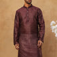 Men Silk Blend Printed Kurta ( ANMKO 309Maroon )