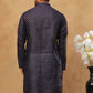 Men Silk Blend Printed Kurta ( ANMKO 309Navy )