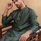 Men Silk Blend Printed Kurta ( ANMKO 309Olive )