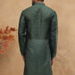 Men Silk Blend Printed Kurta ( ANMKO 309Olive )