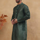 Men Silk Blend Printed Kurta ( ANMKO 309Olive )