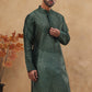 Men Silk Blend Printed Kurta ( ANMKO 309Olive )