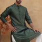 Men Silk Blend Printed Kurta ( ANMKO 309Olive )