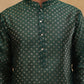Men Silk Blend Printed Kurta ( ANMKO 309Olive )