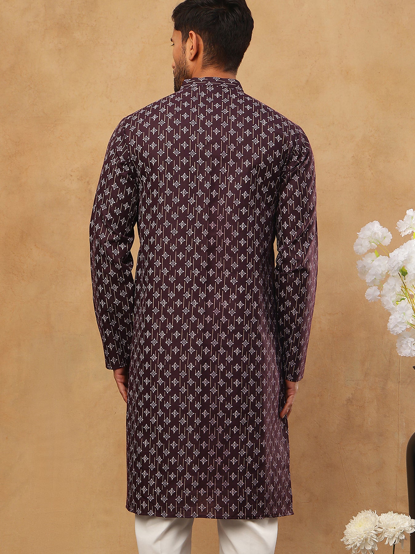 Classic Printed Cotton Blend Kurta ( ANMKO 310Maroon )