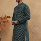 Classic Printed Cotton Blend Kurta ( ANMKO 310Olive )