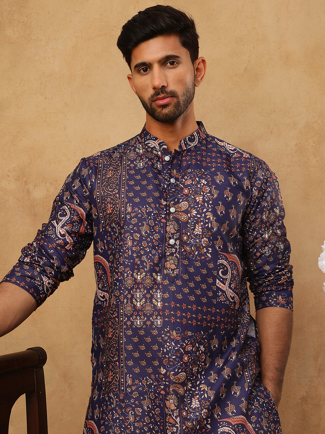 Traditional Printed Cotton Blend Kurta ( ANMKO 313Purple )