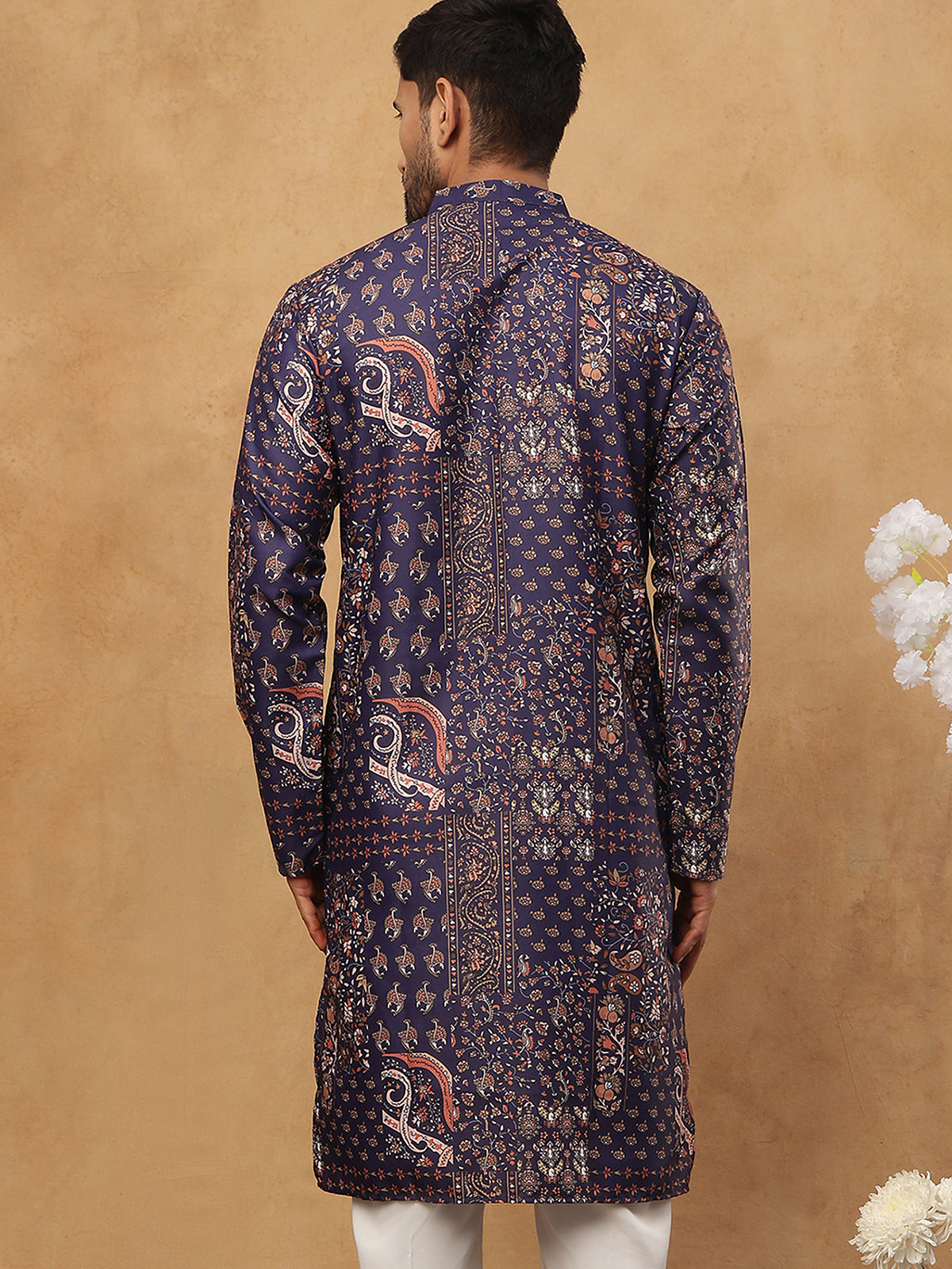 Traditional Printed Cotton Blend Kurta ( ANMKO 313Purple )