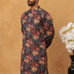 Men’s Cotton Blend Printed Kurta ( ANMKO 315Black )