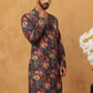 Men’s Cotton Blend Printed Kurta ( ANMKO 315Black )