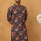 Men’s Cotton Blend Printed Kurta ( ANMKO 315Black )