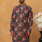 Men’s Cotton Blend Printed Kurta ( ANMKO 315Black )
