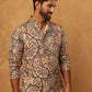 Printed Cotton Blend Kurta ( ANMKO 316Orange )