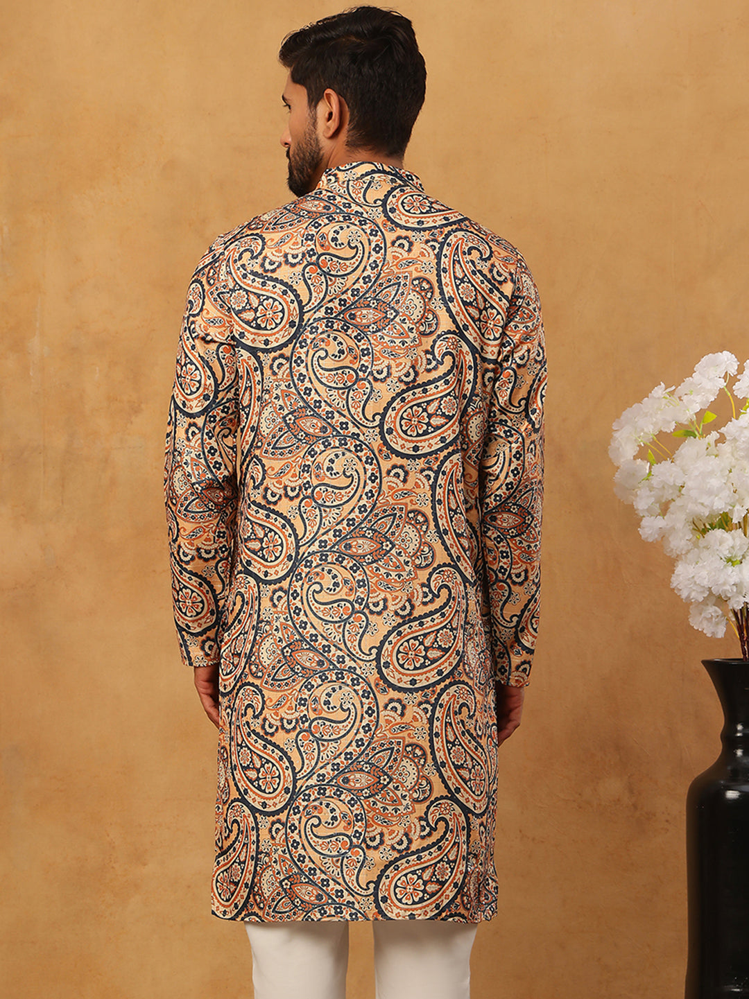 Printed Cotton Blend Kurta ( ANMKO 316Orange )