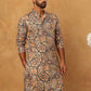 Printed Cotton Blend Kurta ( ANMKO 316Orange )