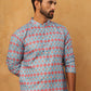 Printed Cotton Blend Kurta ( ANMKO 316Sky )