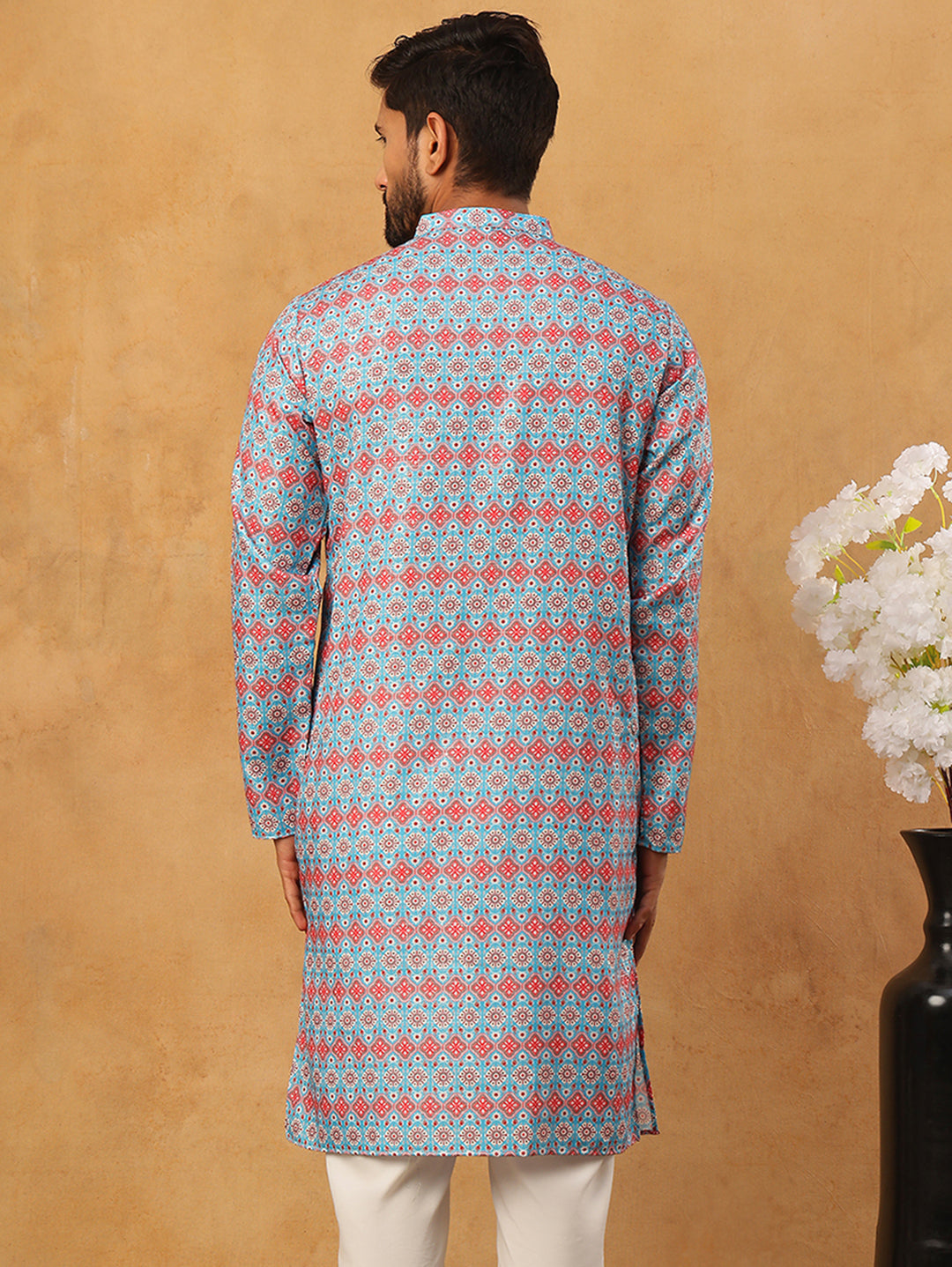 Printed Cotton Blend Kurta ( ANMKO 316Sky )