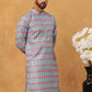 Printed Cotton Blend Kurta ( ANMKO 316Sky )