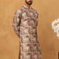 Traditional Printed Cotton Blend Kurta ( ANMKO 317Brown )
