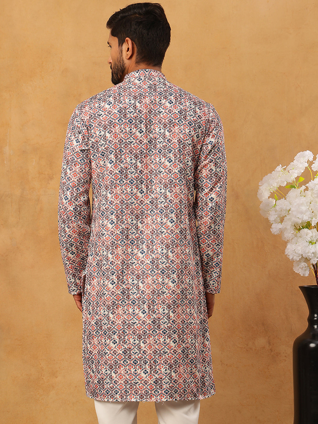 Ethnic Printed Cotton Blend Kurta ( ANMKO 318Blue )