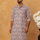 Ethnic Printed Cotton Blend Kurta ( ANMKO 318Blue )