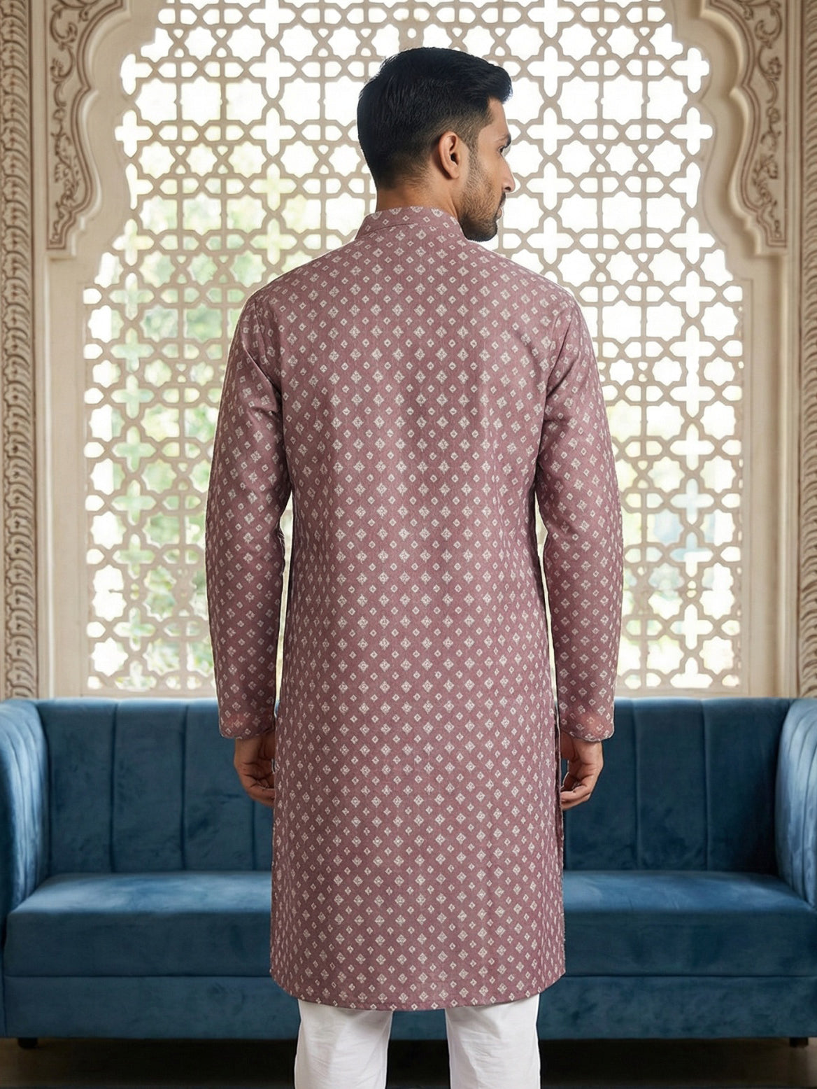 Men’s Ethnic Printed Kurta ( ANMKO 322Magenta )