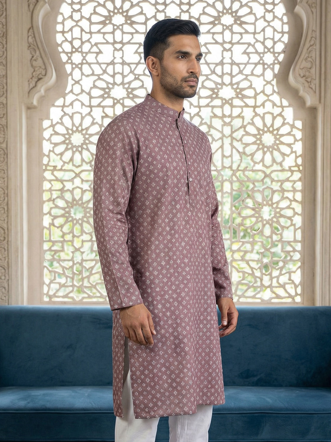 Men’s Ethnic Printed Kurta ( ANMKO 322Magenta )
