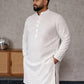 Men's Silk Blend Embroidered Ethnic Kurta Set ( ANMKO 329White )