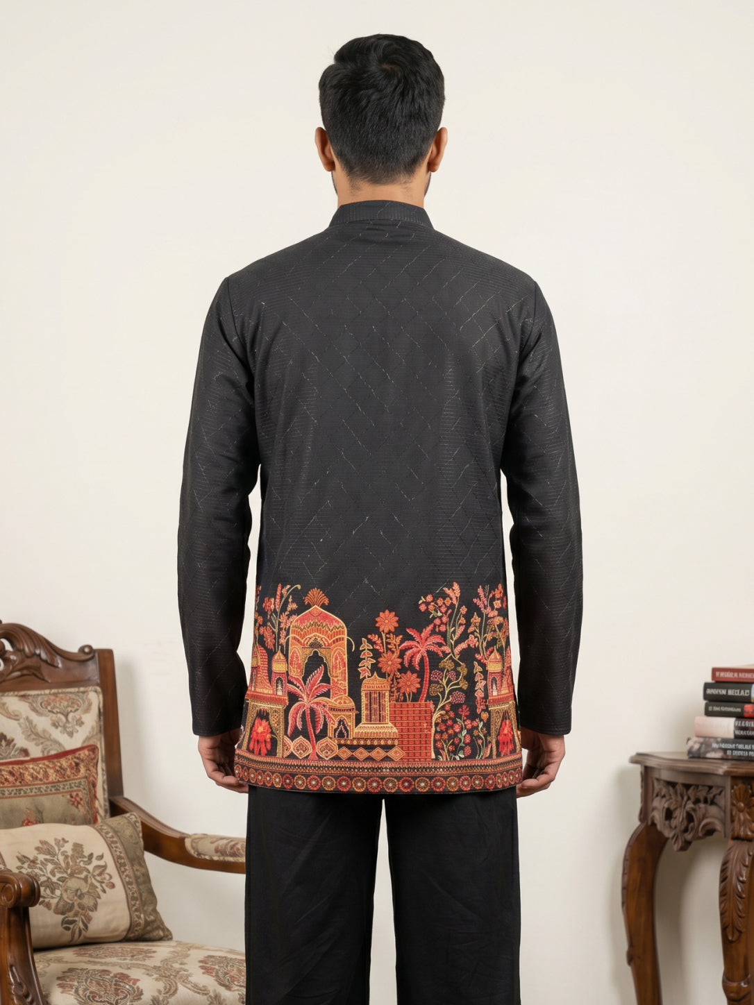 Premium Cotton Blend Printed Ethnic Kurtas ( ANMKO 333 Black )