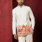 Premium Cotton Blend Printed Ethnic Kurta ( ANMKO 333 White )