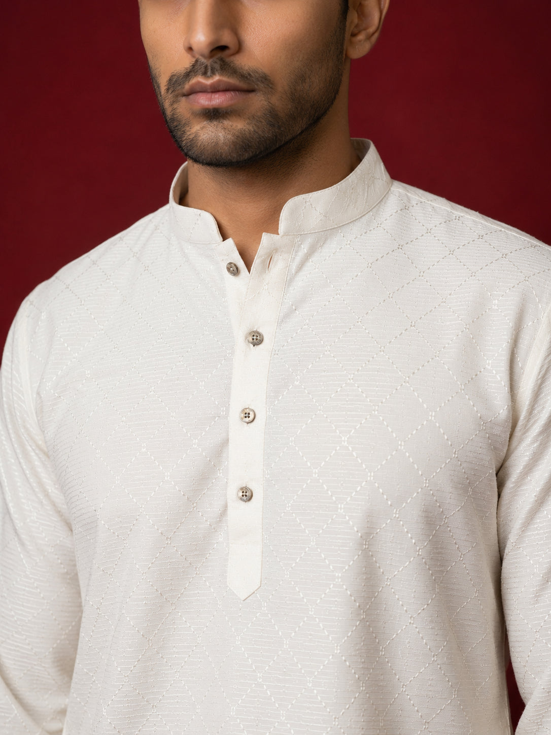 Premium Cotton Blend Printed Ethnic Kurtas ( ANMKO 333 White )