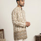 Men Ikat Print Cotton Blend Kurta ( ANMKO 334 Beige )